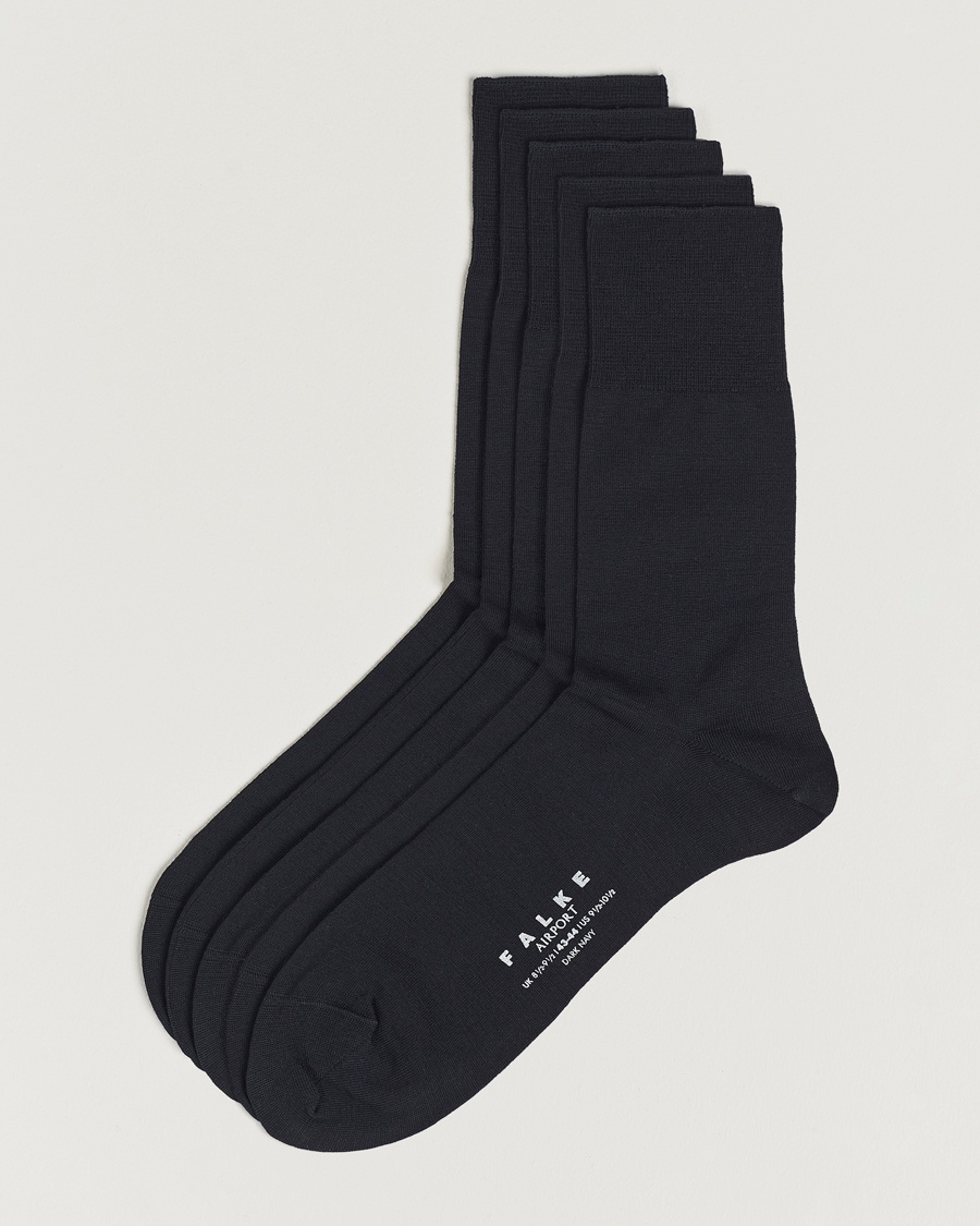 Falke 5-Pack Airport Socks Dark Navy – Blauw