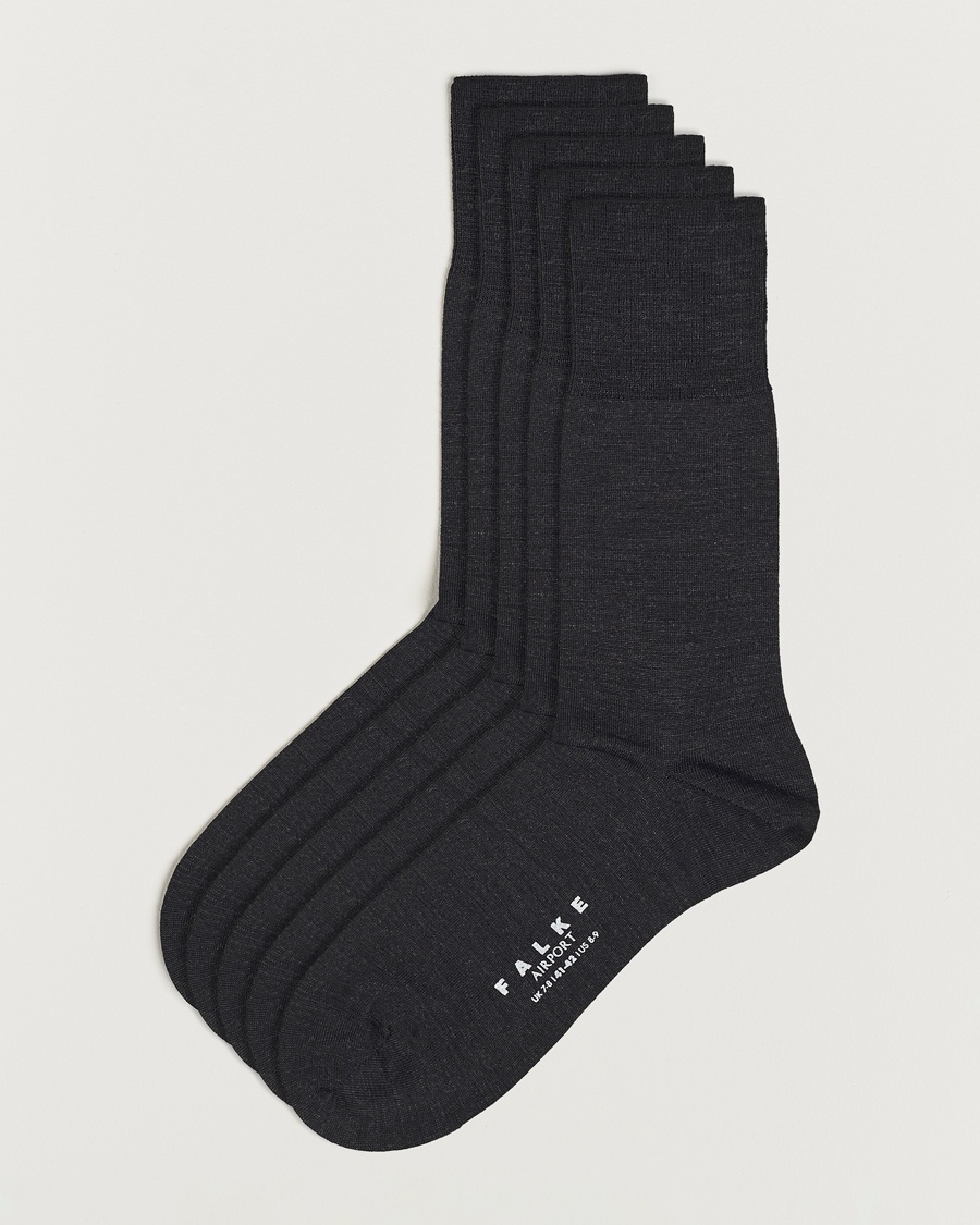 Falke 5-Pack Airport Socks Anthracite Melange – Grijs