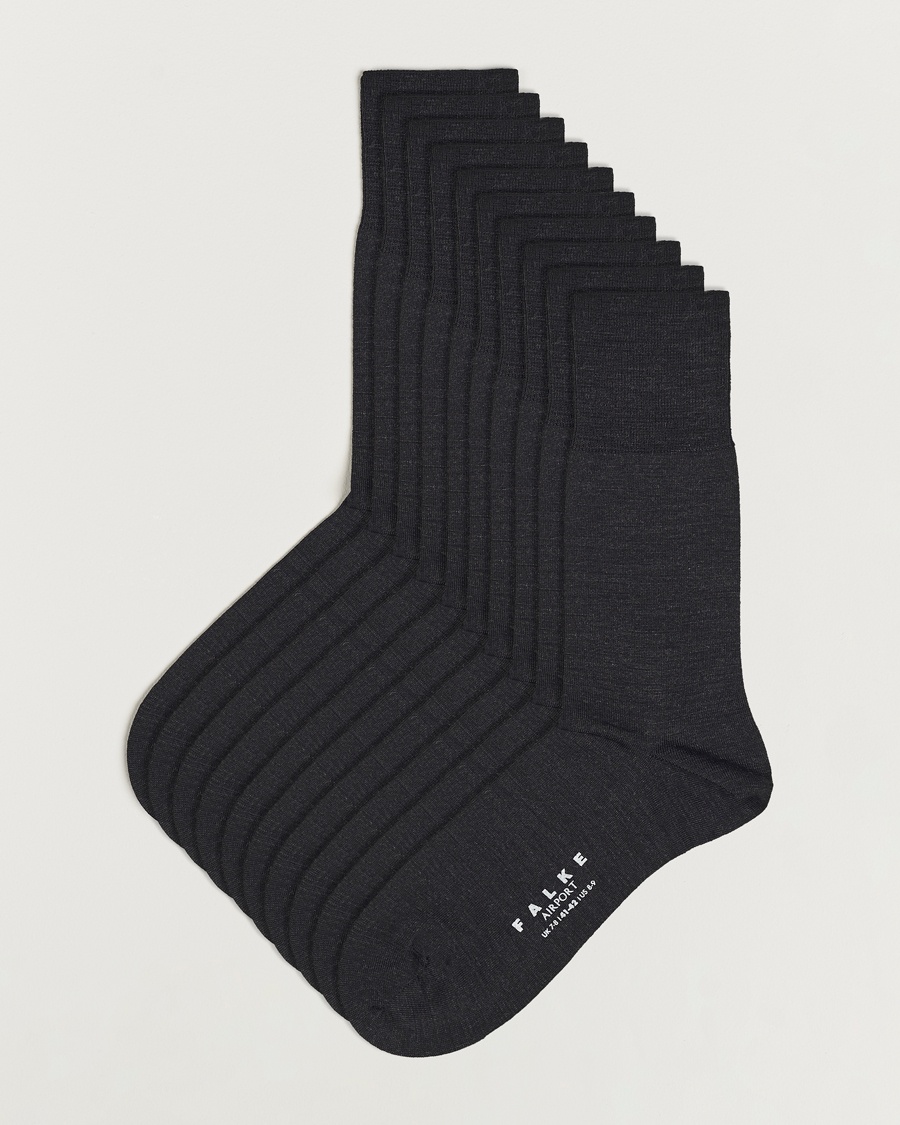 Falke 10-Pack Airport Socks Anthracite Melange – Grijs