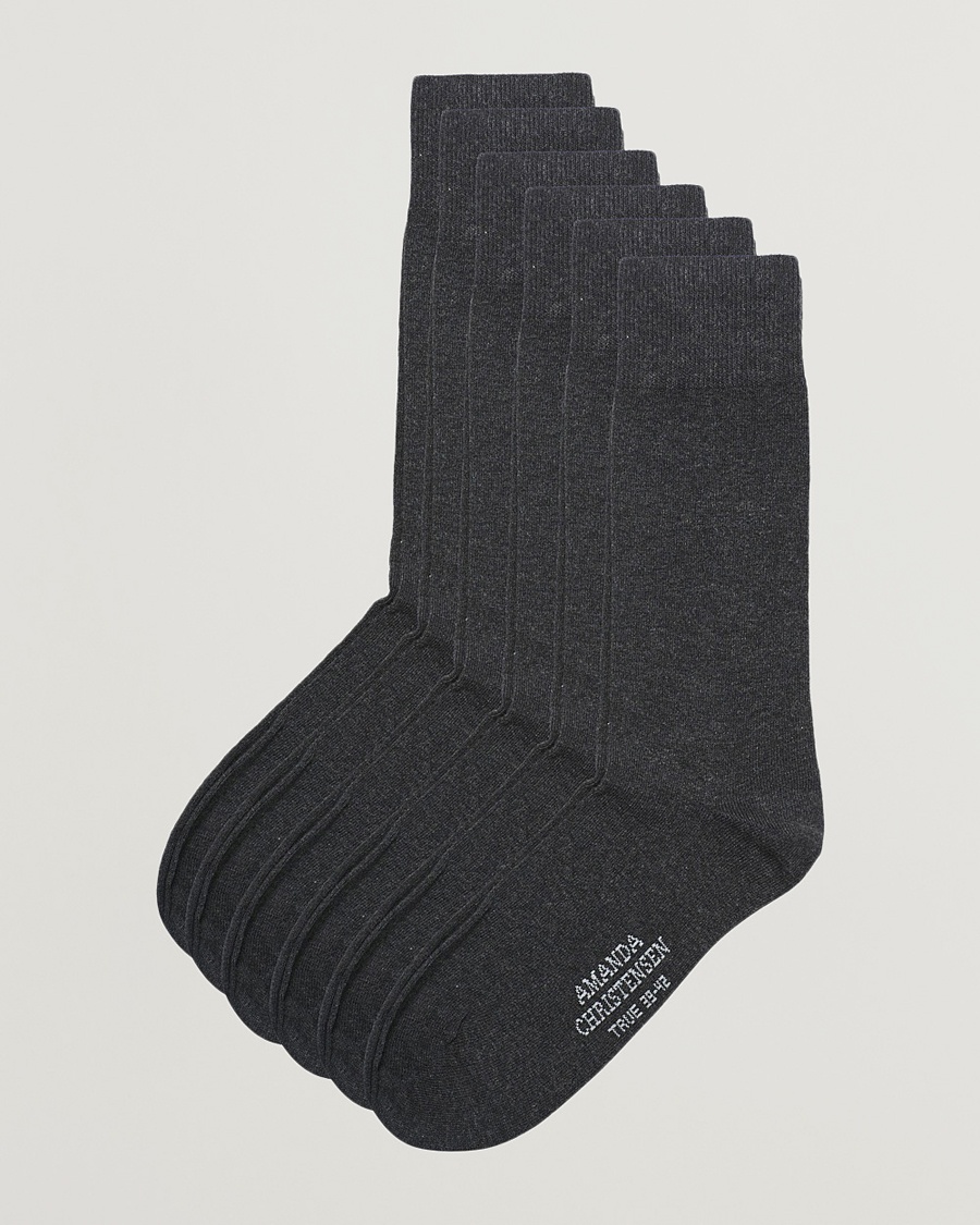 Amanda Christensen 6-Pack True Cotton Socks Antrachite Melange – Grijs