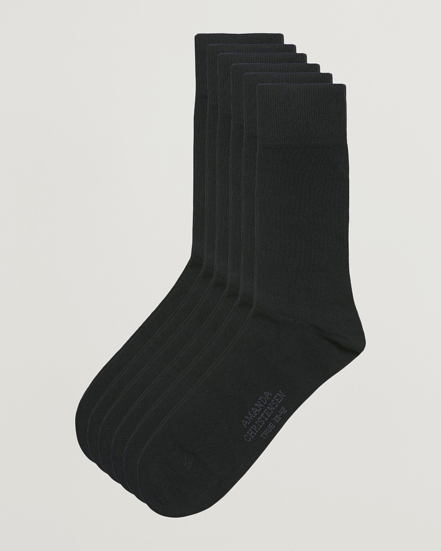 Amanda Christensen 6-Pack True Cotton Socks Black – Zwart