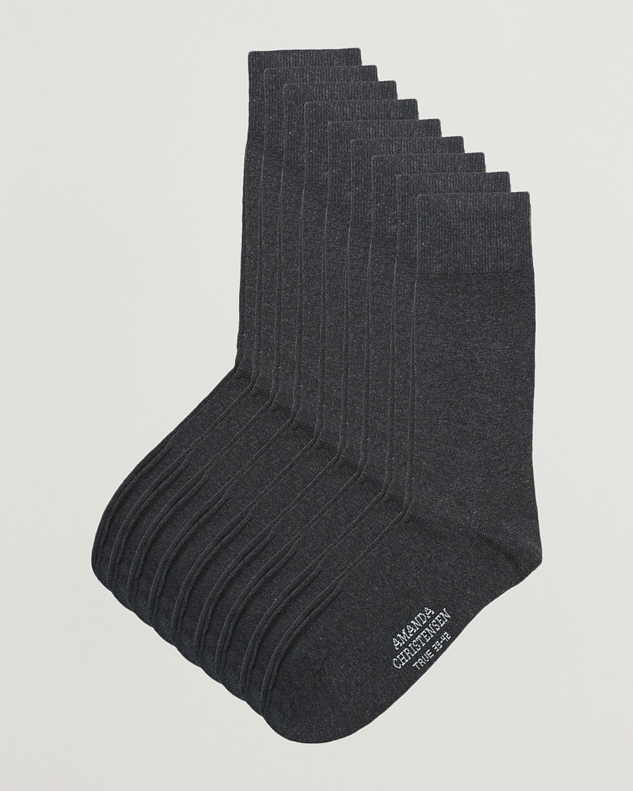 Amanda Christensen 9-Pack True Cotton Socks Antrachite Melange – Grijs