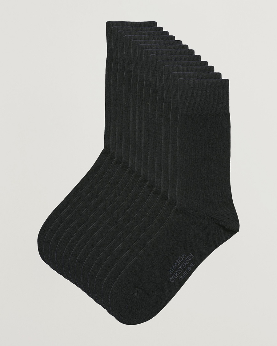 Amanda Christensen 12-Pack True Cotton Socks Black – Zwart