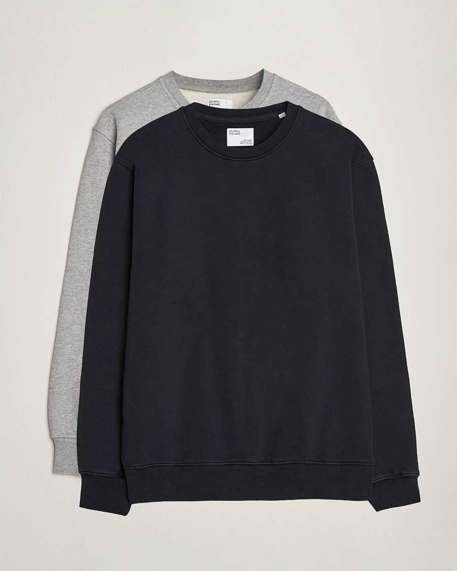 Colorful Standard 2-Pack Classic Organic Crew Neck Sweat Heather Grey/Deep Black – Grijs