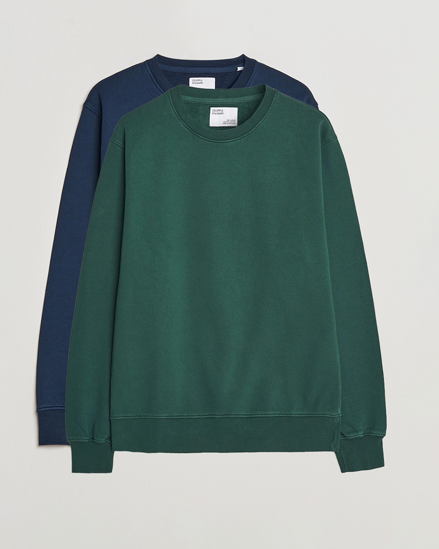 Colorful Standard 2-Pack Classic Organic Crew Neck Sweat Navy Blue/Emerald Green – Blauw