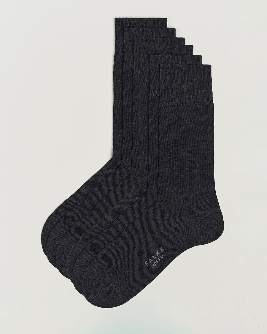 Falke 6-pack Happy Cotton Socks Anthracite Melange – Grijs