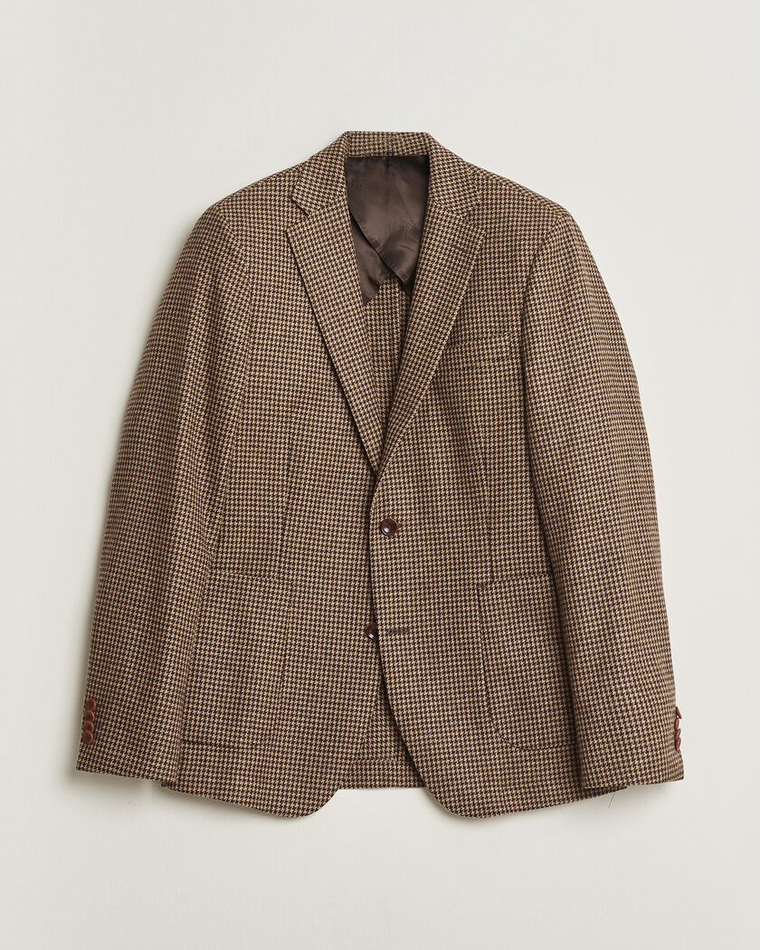 Pre-owned Oscar Jacobson Einar Houndstooth Wool Blazer Brown 50 – Bruin