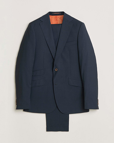 Pre-owned Morris Wool Suit Navy Check 150 – Blauw