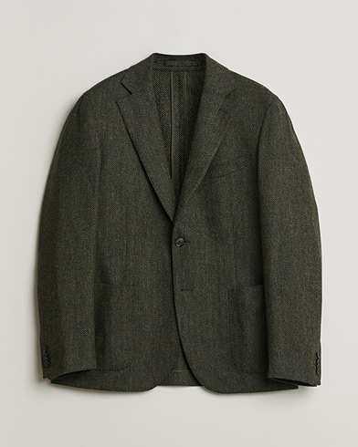 Pre-owned L.B.M. 1911 Herringbone Wool Blazer Green 52 – Groen