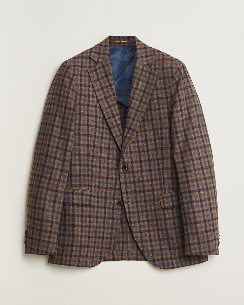Pre-owned Oscar Jacobson Egel Checked Wool Blazer Brown 50 – Bruin