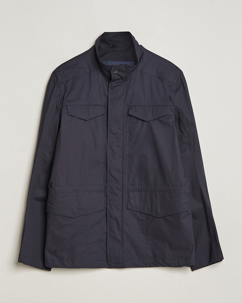 Pre-owned Herno Lightwieght Cotton Field Jacket Navy 50 – Blauw