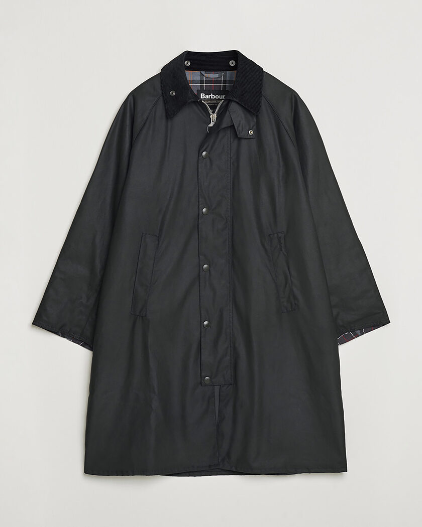 Pre-owned Barbour Heritage Modfied Exmoore Wax Coat Black UK38 - EU48 – Zwart