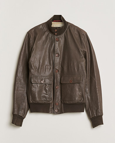  Stewart Calf Bomber Jacket Dark Brown L – Bruin