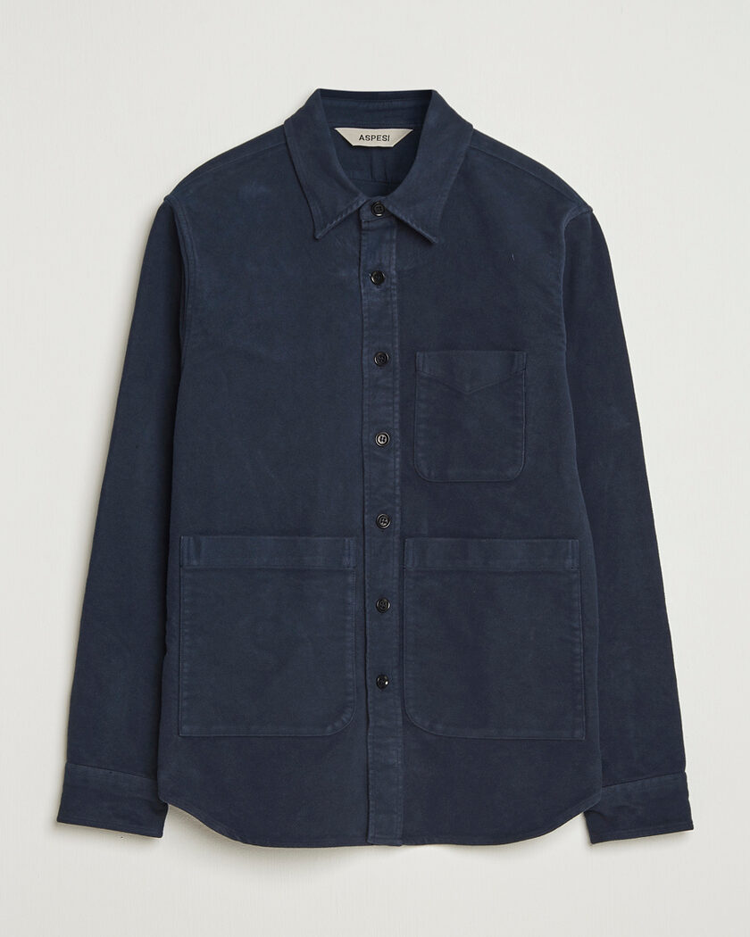 Pre-owned Aspesi Moleskine Utility Shirt Navy XL – Blauw