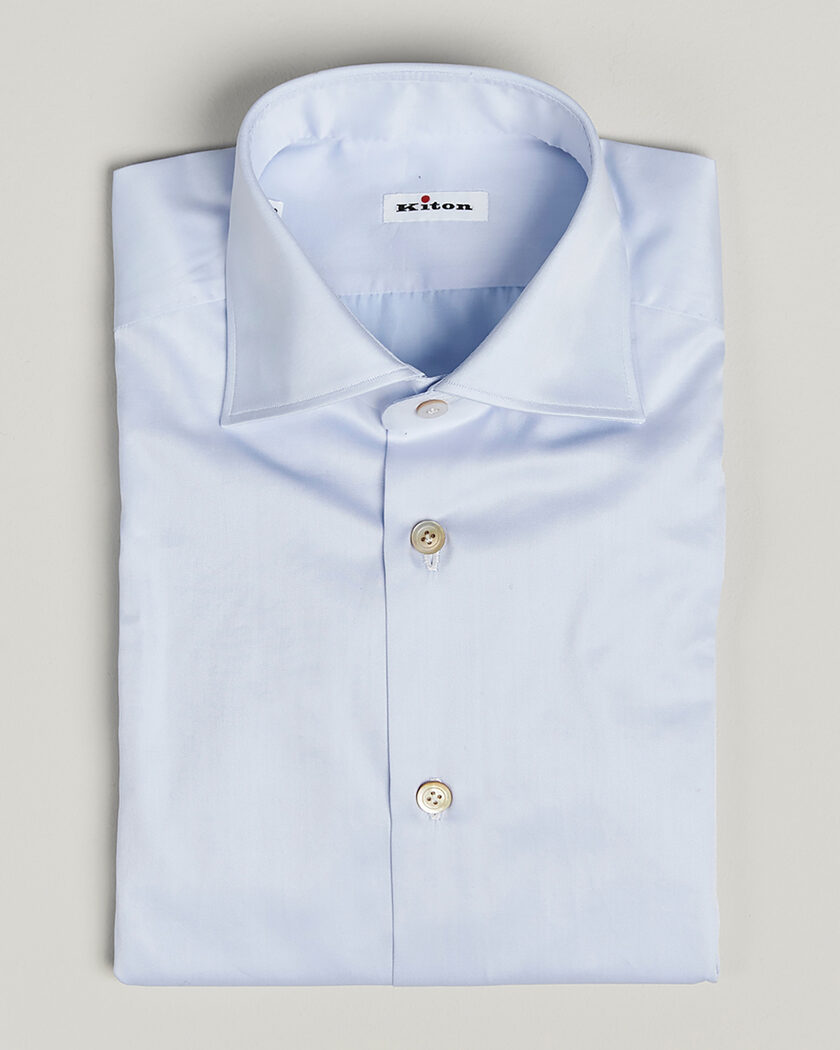 Pre-owned Kiton Cotton Dress Shirt Light Blue 38 - S – Blauw
