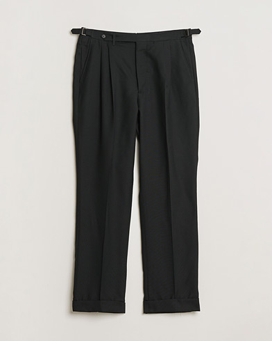 Pre-owned Berg&Berg High Waisted Double Pleated Wool Trousers Black 52 – Zwart