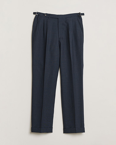 Pre-owned Berg&Berg High Waisted Double Pleated Wool Trousers Blue 52 – Blauw