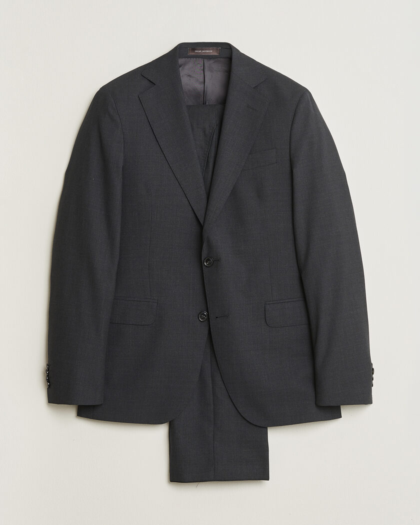 Pre-owned Oscar Jacobson Ego Wool Suit Dark Grey 46 – Grijs