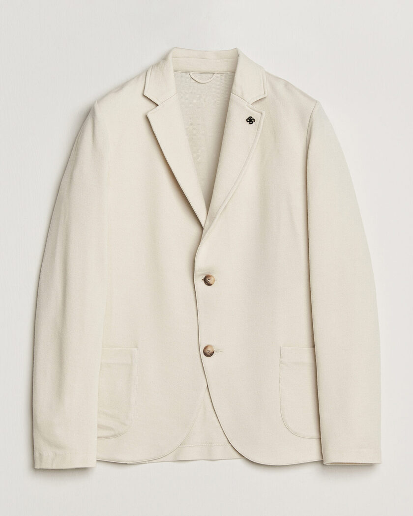 Pre-owned Gran Sasso Wool Knitted Blazer Cream 50 – Wit