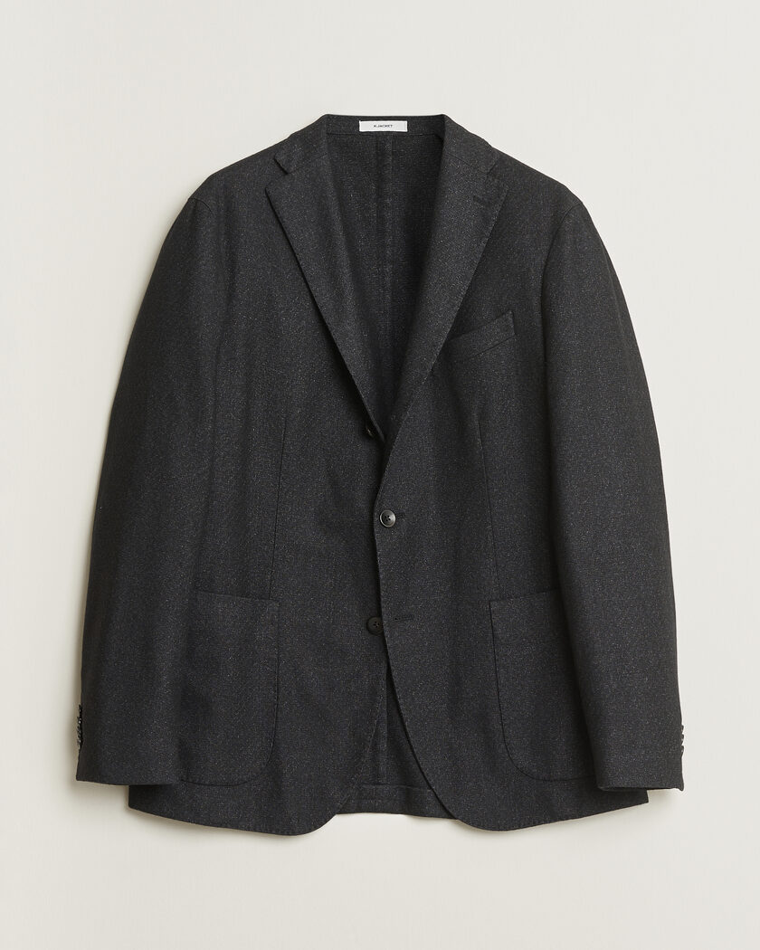 Pre-owned Boglioli K Jacket Flannel Wool Blazer Charcoal 50 – Zwart