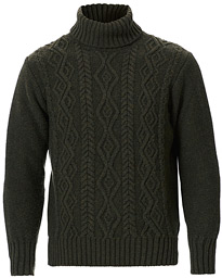  Classic Aran Wool Turtleneck Green