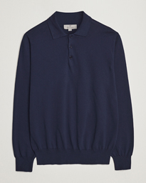  Cotton Long Sleeve Polo Navy