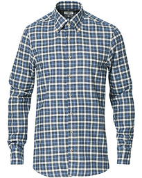  Slimline Checked Flannel Shirt Blue