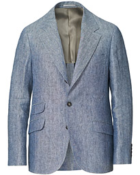  Herringbone Linen Blazer Indigo Blue