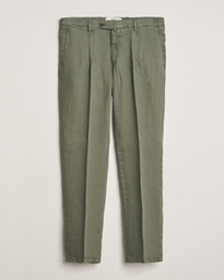  Pleated Linen Trousers Olive