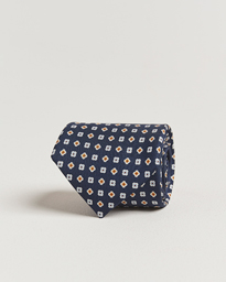  3-Fold Printed Silk Tie Navy