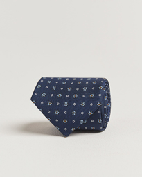  3-Fold Printed Silk Tie Navy