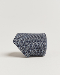  3-Fold Printed Silk Tie Navy