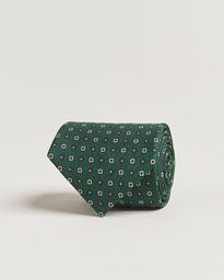  3-Fold Printed Silk Tie Dark Green