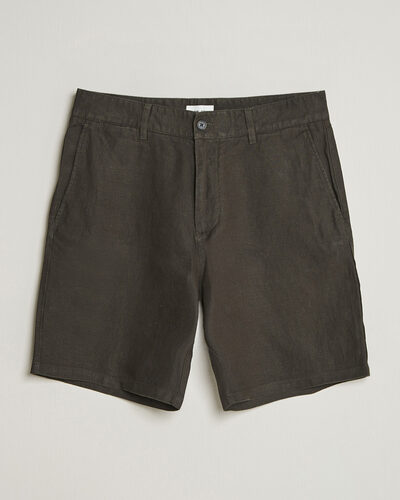 NN07 Aden Linen Shorts Dark Army
