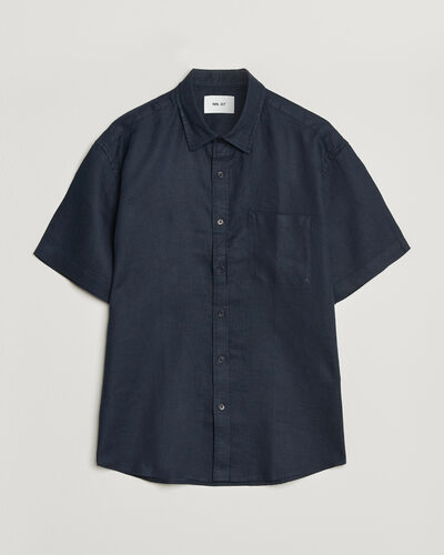 NN07 Deon Linen Short Sleeve Shirt Navy Blue