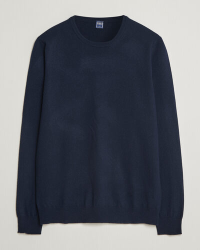 Fedeli Pure Cashmere Crew Neck Navy Blue
