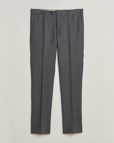 Canali Slim Fit Flannel Trousers Grey Melange