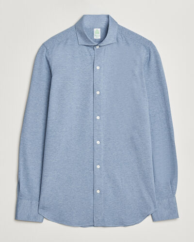 Finamore Napoli Cotton/Cashmere Jersey Shirt Light Blue