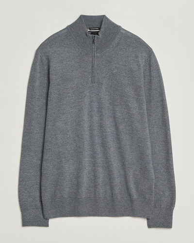 BOSS BLACK Ebenji Merino Knitted Half Zip Medium Grey