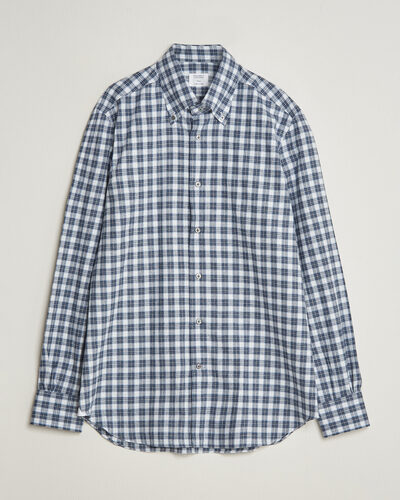 Mazzarelli Soft Flannel Button Down Shirt Navy