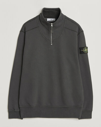 Stone Island Brushed Cotton Fleece Half Zip Lead Grey