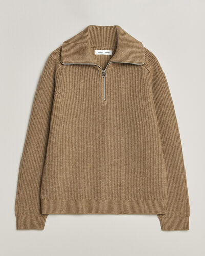 Samsøe Samsøe Rick Wool Heavy Knitted Half Zip Lead Gray