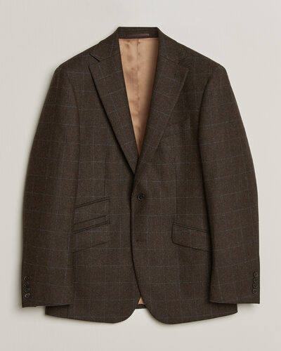 Walker Slater Edward Lambswool Windowpane Blazer Brown