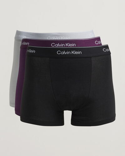 Calvin Klein 3-Pack Icon Cotton Stretch Relaxed Trunk Black/Grey/Purple