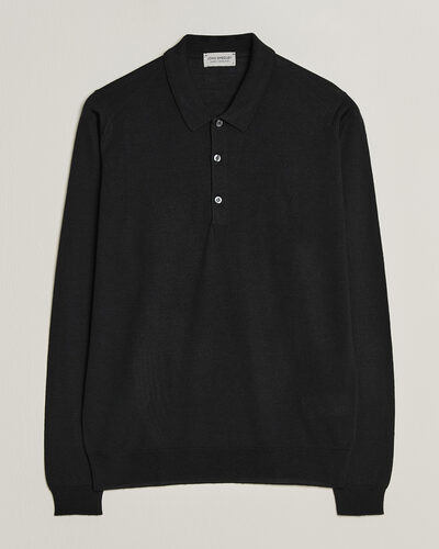 John Smedley Belper Extra Fine Merino Polo Pullover Black