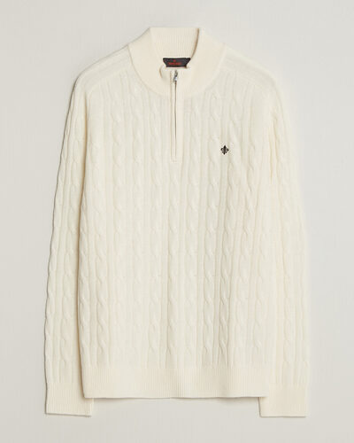 Morris Hertford Cable Half Zip Off White