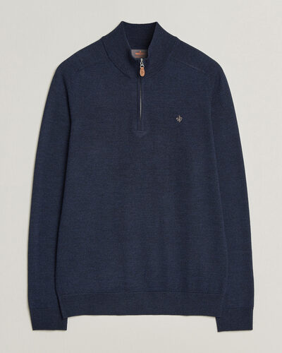 Morris John Merino Half Zip Ocean Blue
