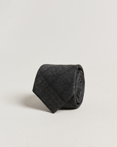 Amanda Christensen Wool Checked 8cm Tie Dark Grey