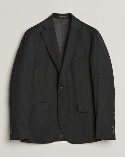 Oscar Jacobson Fogerty Wool Flannel Blazer Charcoal