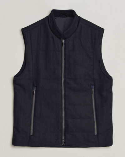 Stenströms Wool Alcantara Detail Light Padded Vest Navy